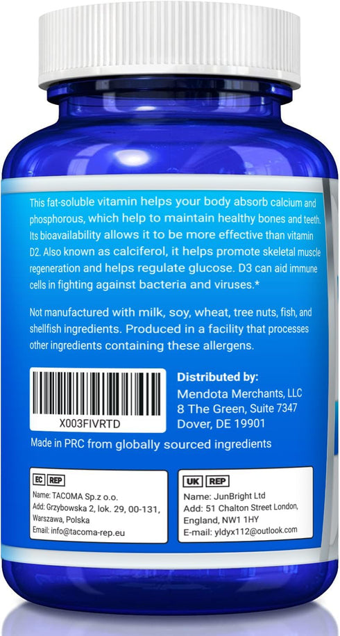 Vitamin D3 4000 IU Dietary Supplement, 360 Softgels, Promotes Healthy Bone & Immune Function, Easy-to-Swallow