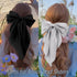 Velscrun Hair Bows for Women and Girls - 4Pcs White Silky, Navy Blue Satin, Grey Big Hair Bows