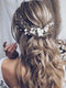 Unicra Silver Bride Wedding Hair Vine, Pearl Bridal Hair Piece with Leaf Hair Accessories (12.5 Inches)