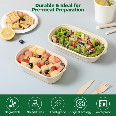 kageiue 50pcs 27 Oz Boxes(27 Oz/800 Ml) Meal Prep Containers - Disposable Meal Prep Food Containers With Lids