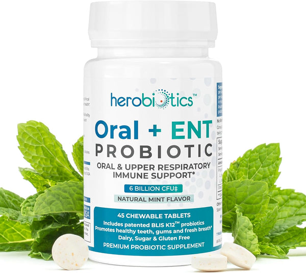 Oral Probiotics for Better Breath, Gingivitis, Strep Throat, Tonsil Stones - 6 Bn CFU Chewable Tablets with
