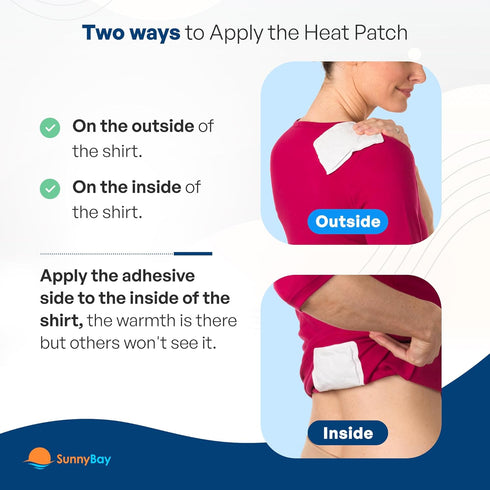SunnyBay Adhesive Heat Patches for Neck, Knee, Back - 30 Count, Air-Activated Heat Pads, 5x3 inches