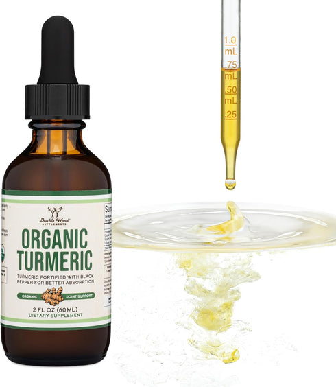 Turmeric Curcumin with Black Pepper Drops - Organic Turmeric Supplement Drops 1,180 mg - 2 FL OZ - 60 Servings
