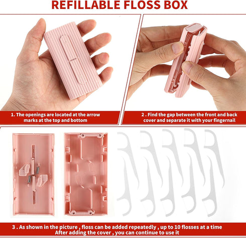 Portable Dental Floss Case with 10 Floss Picks, Automatic Organizer for Travel Flosser Storage