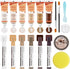 Wood Furniture Repair Kit, 6 Oak Color Wood Fillers with 6 Touch Up Markers and Polish Wax for Wooden Stains