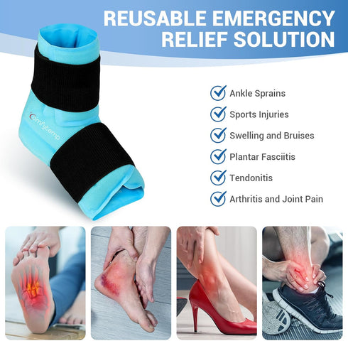 Comfytemp Large Ankle Foot Ice Pack Wrap for Plantar Fasciitis Relief, Approved for FSA HSA, Ankle Brace for Sprained