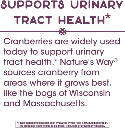 Nature's Way Premium Blend Cranberry Supplement with Vitamin C, 60 Tablets for Urinary Tract Health Support