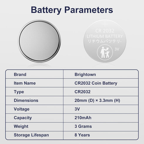 Brightown CR2032 Batteries, 3V Lithium Coin Cell Batteries, 60 Count for Small Electronic Devices