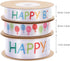 3 Rolls Happy Birthday Ribbon Roll Wide Satin Ribbon Happy Birthday Balloons Ribbon Wrapping Ribbon for Party Decoration by Amosfun
