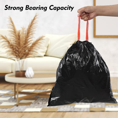 6 Gallon Black Drawstring Trash Bags, 110 Counts, Medium Garbage Bags, 3 Rolls