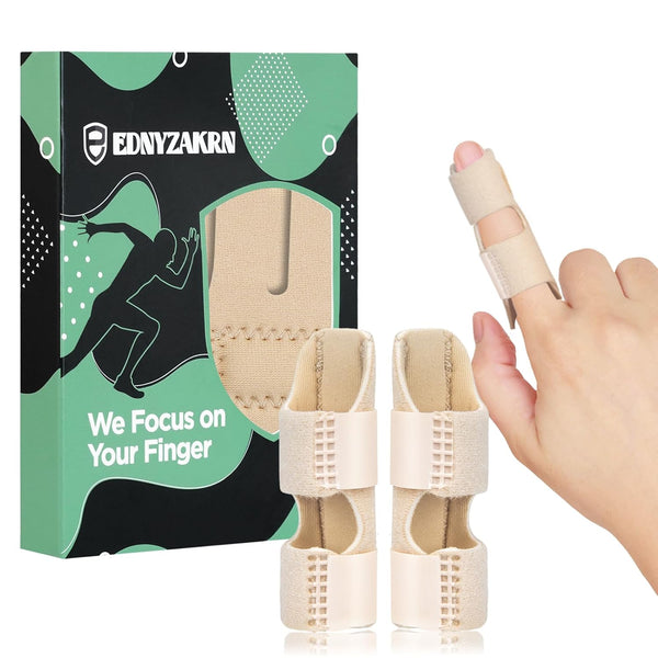 2PCS Finger Splints, Finger Brace for Trigger Finger, Arthritis, Pain Relief for Index, Middle, Ring Finger (Beige)
