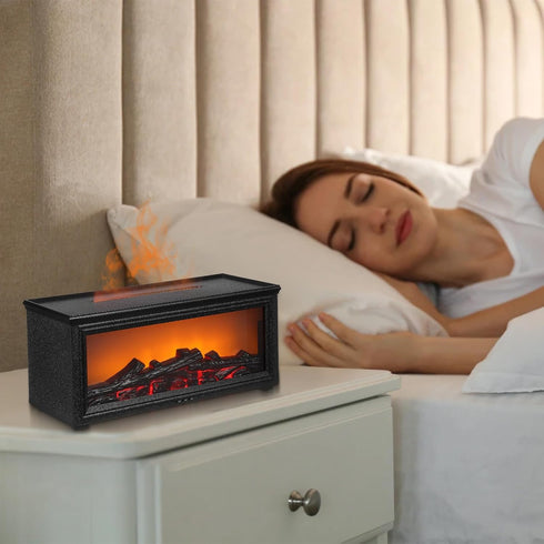 MALUGOGO Flame Essential Oil Diffuser with Simulated Flame Effect, Mini Desk Humidifier for Office and Home, Cool Mist