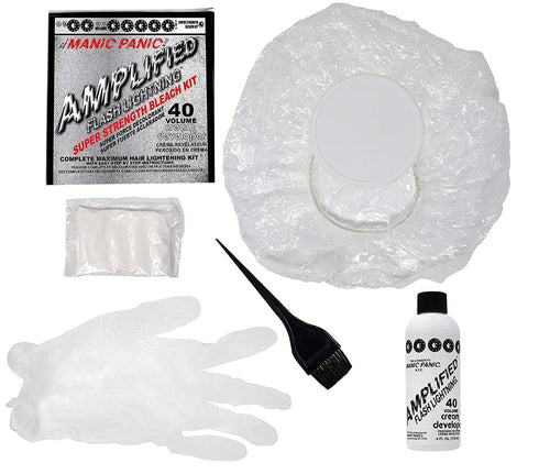 MANIC PANIC Flash Lightning Super Strength Bleach Kit, 40 Volume Developer + Bleach Powder