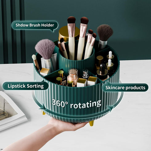 360 Rotate Makeup Brush Holder Organizer, Makeup Organizers Countertop, Makeup organization and Skincare Storage for Vanity, Desktop, Bathroom (Green) by fanado