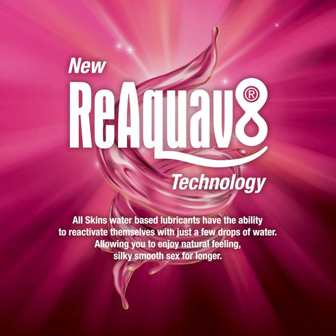 Reaquav8 4.4 Oz (130ml) Skins Skins Excite Tingling Water Based Condom Compatible Lubricant with Technology Fl