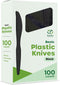 Comfy Package [100 Pack Basic Black Plastic Knives - Heavy Duty Disposable Utensils for Parties, Events, and Dinner