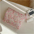 Quilted Floral Cotton Makeup Pouch, Coquette Cosmetic Bag for Women and Girls, Aesthetic Organizer Bag (01 Pink Little