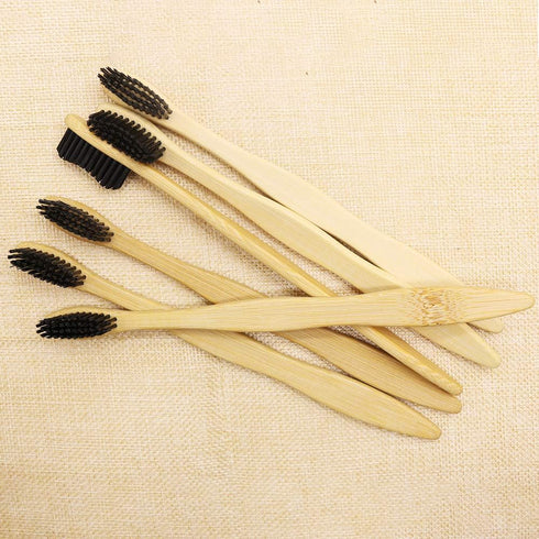 N-amboo Pack 6 Hard Toothbrush Bamboo Toothbrush for Adult Manual Toothbrsuh Hard Bristles