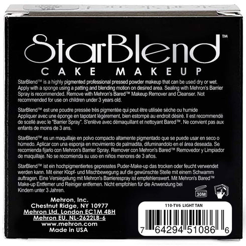 Mehron Makeup StarBlend Cake (Light Tan, 2 oz)