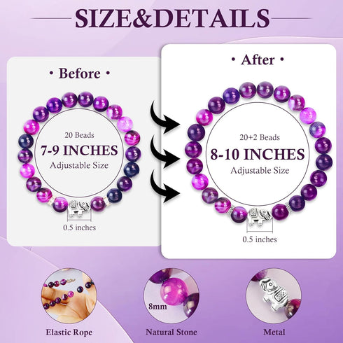 Package SmileBelle Get Well Gifts for Women After Surgery, Healing Bracelets as Inspirational Gifts Amethyst Bracelet