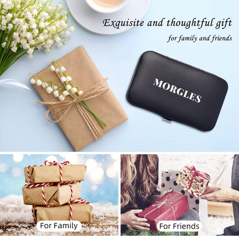 MORGLES 9 Pack Tweezers Set, Professional Nail Clippers and Tweezer Kit for Men and Women with Leather Travel Case