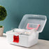 MyGift 10 Inch Portable White Plastic Storage Box with Removable Tray, Clear Lid, Red Handle and Latch Lock