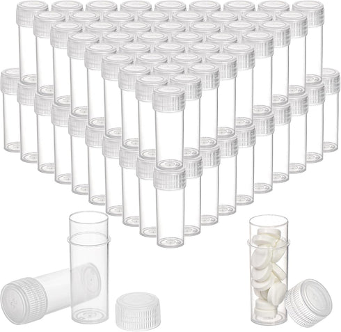 SOUJOY 200 Pieces Small Pill Bottle, 5ml Plastic Sample Bottle, Clear Tiny Travel Tubes for Storage