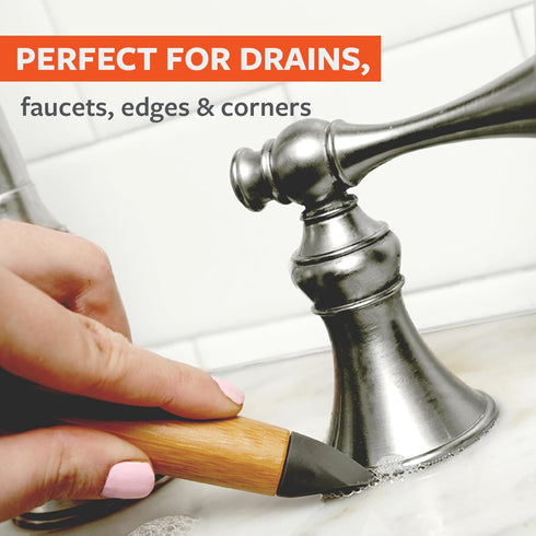 Full Circle Micro Manager Deep Cleaning Brush for Crevices, Shower & Grout, Bamboo Handle