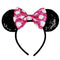 Mouse Ears Headbands for Women, Shiny Bows for Birthday Events, Party Accessories (Rose Pink, 1 Count)