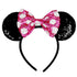 Mouse Ears Headbands for Women, Shiny Bows for Birthday Events, Party Accessories (Rose Pink, 1 Count)