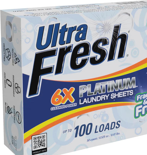 Platinum 6X Laundry Detergent Sheets, Biodegradable Formula, Dye Free, 50 Sheets for Laundry Use