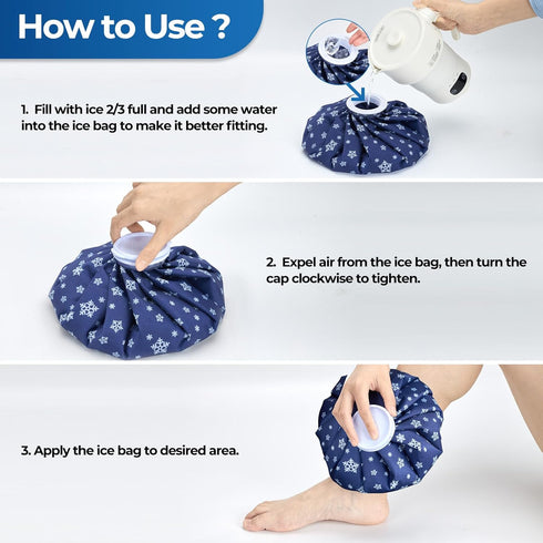 Ice Pack for Injuries Reusable - Ohuhu 3 Packs Ice Cold Packs for Hot & Cold Therapy, 3 Sizes, Snowflake Design