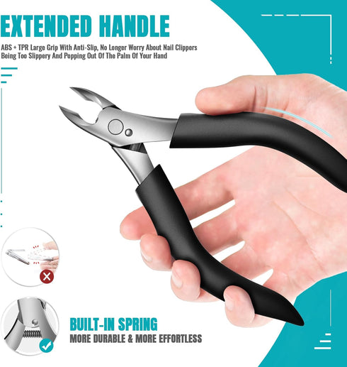 Toenail Clippers for Thick Nails for Seniors, Heavy Duty Toe Nail Clippers Kit with Long Handle for Men & Elderly