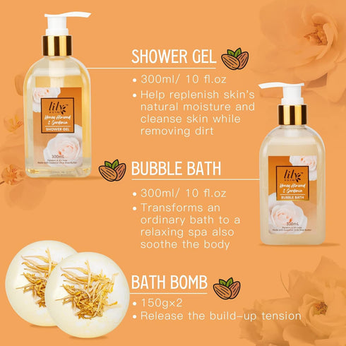 Mothers Day Spa Gift Baskets Set for Women 12pcs Honey Almond Bath and Body Perfume Spa Kit for Christmas Birthday Gifts for Women Works Self Skin Care Gifts Set Bath Spa Gift Set
