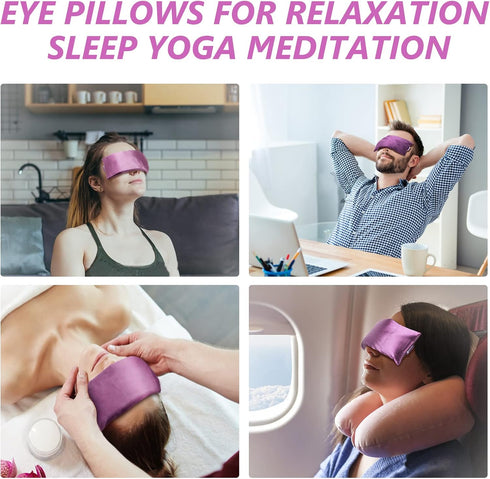 Lavender Eye Pillow for Relaxation, Yoga, Sleeping, Weighted Eye Mask Heated for Headache, Sinus, Dry Eyes Relief,