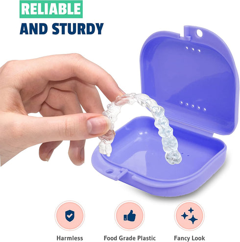 Retainer Case - Pack of 2, Odorless Mouth Guard Case, Ventilated, Durable & Hygienic for Braces, Dentures & Aligners
