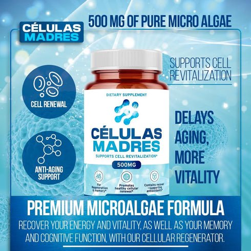 AFA Stem Cell Supplements 500mg - 60 Caps for Natural Antiaging & Longevity Properties, Boosts Immunity, Reduces Joint