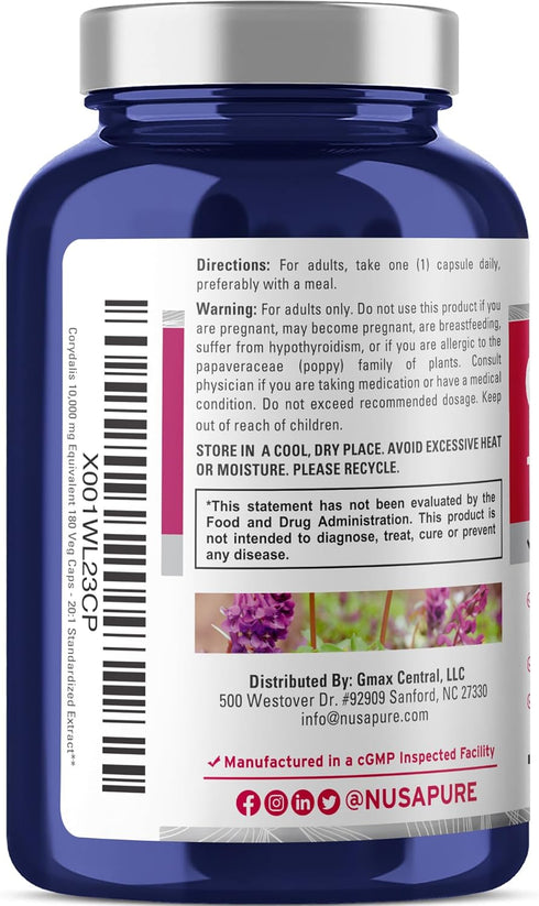 Corydalis 10,000 mg 180 Veg caps, NusaPure (Extract 20:1, Vegan, Non-GMO)