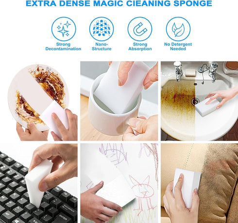 10Pack Melamine Sponges for Multi-Purpose Cleaning, Durable Magic Sponge Erasers for Sinks, Kitchen, Bathrooms