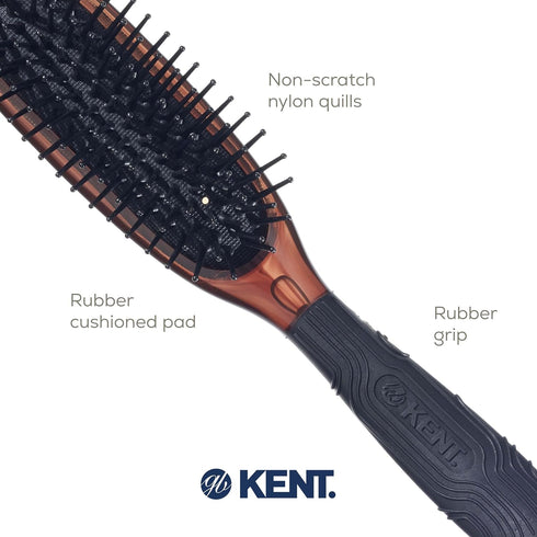 Kent Headhog Detangler Brush, Anti Static Hair Brush with Rounded Nylon Bristles, Travel Brush with Ergonomic Grip
