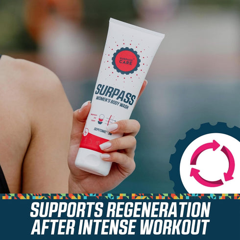 SURPASS Post Workout Energizing Body Wash for Women, Anti-Aging Shower Gel, Magnesium Boosted, 8.45oz