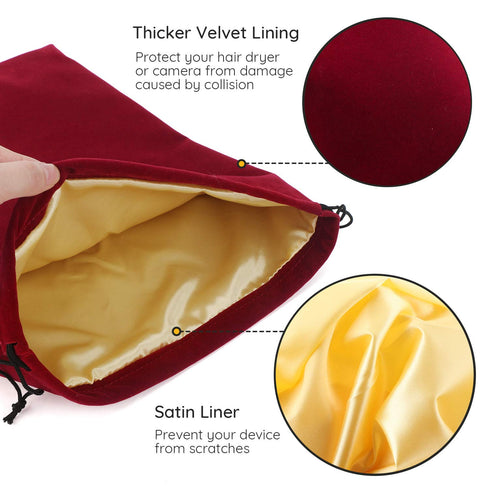 Segbeauty Blow Dryer Bag, 11.8x15.7 inches Satin Lined Storage Bag with Drawstring
