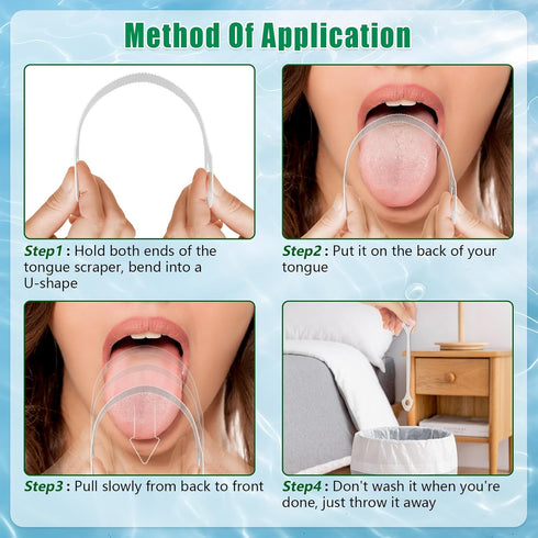 25 Count Disposable Plastic Tongue Scraper for Adults and Kids, Tongue Scrubber for Oral Care, Fresh Breath