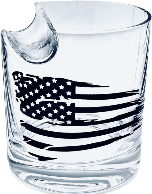 Set of 2 Whisky Cigar Glasses with American Flag in Round Gift Box, Ideal Gift for Whisky Lovers