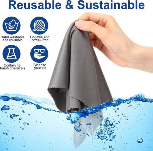 Frienda 12 Pack Large Microfiber Glass Cleaning Cloths, 12 x 12 Inch for Electronics and Lenses (Gray)