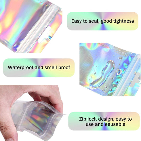 100 Pcs Resealable Ziplock Food Storage Bags, Water Proof Bag with Clear Window for Coffee Beans Candy Sample Food