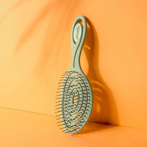 Ninabella Detangling Hair Brush for Women & Men - Unique Spiral Hairbrush for Straight, Curly & Wet Hair - Green