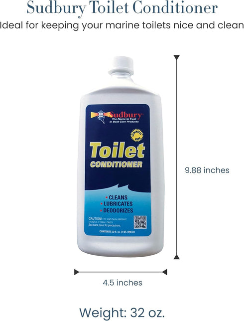 Sudbury Toilet Cleaner, Odor Eliminator for Marine Toilets, Essential Boat Cleaning Supplies, 32 oz.