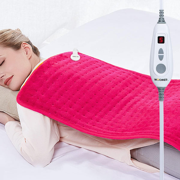 WOOMER Electric Heating Pad for Back Pain & Cramps Relief, 17"x33" Extra Large, Multi-Color Option, Auto Shut-Off