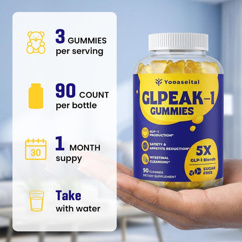 Yooaseital GLP-1, GLP-1 1 Gummies GLP1 lmmune, 90 Gummies Supplement for Women & Men, Natural GLP with Berberine